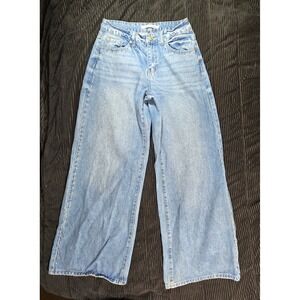 9th & Main Women Studded Wide Leg Jeans Light Wash High Rise Blue Size 4
